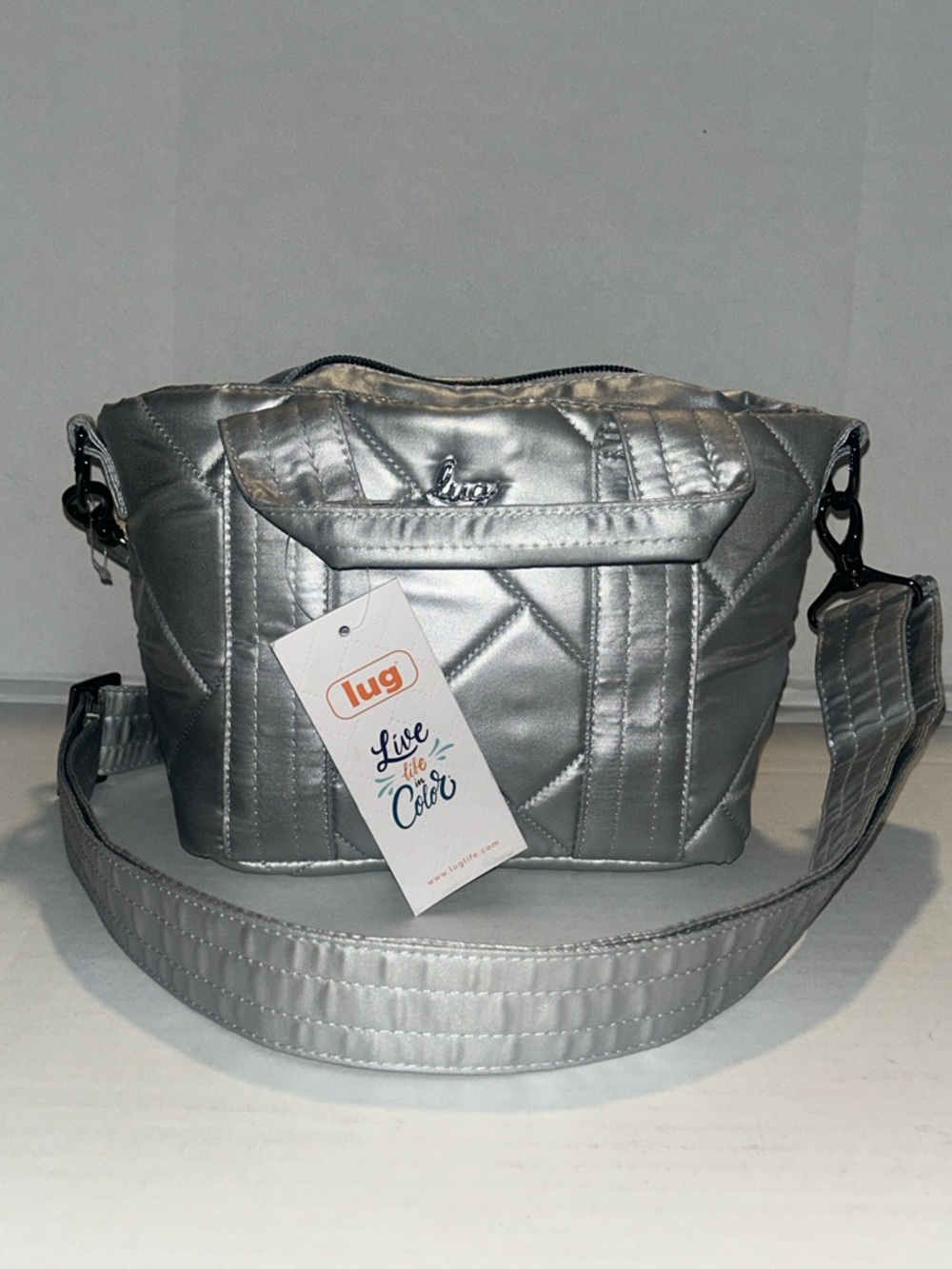 LUG Dory Mini Metallic Silver crossbody bag NEW